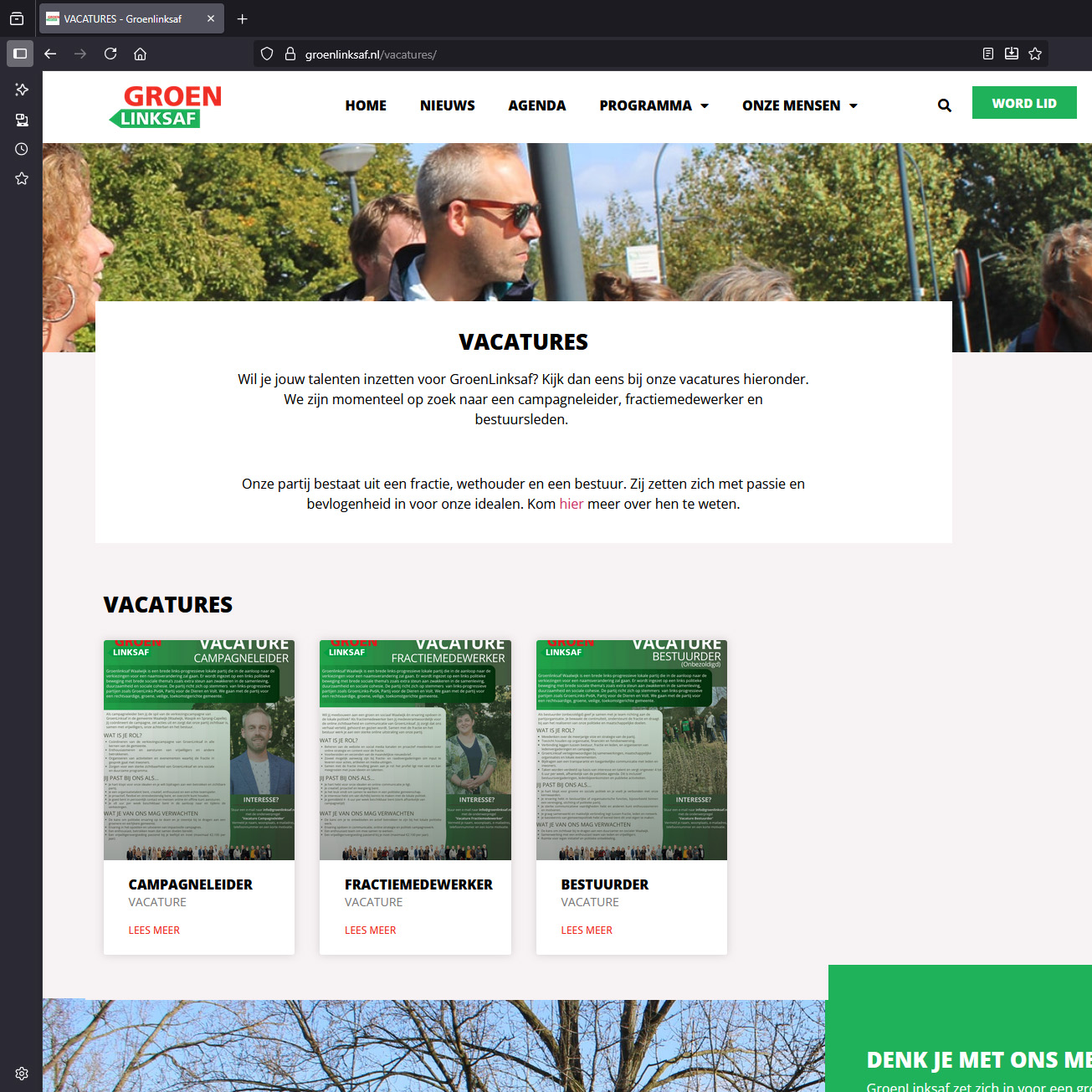 Vacatures op Website GroenLinksaf